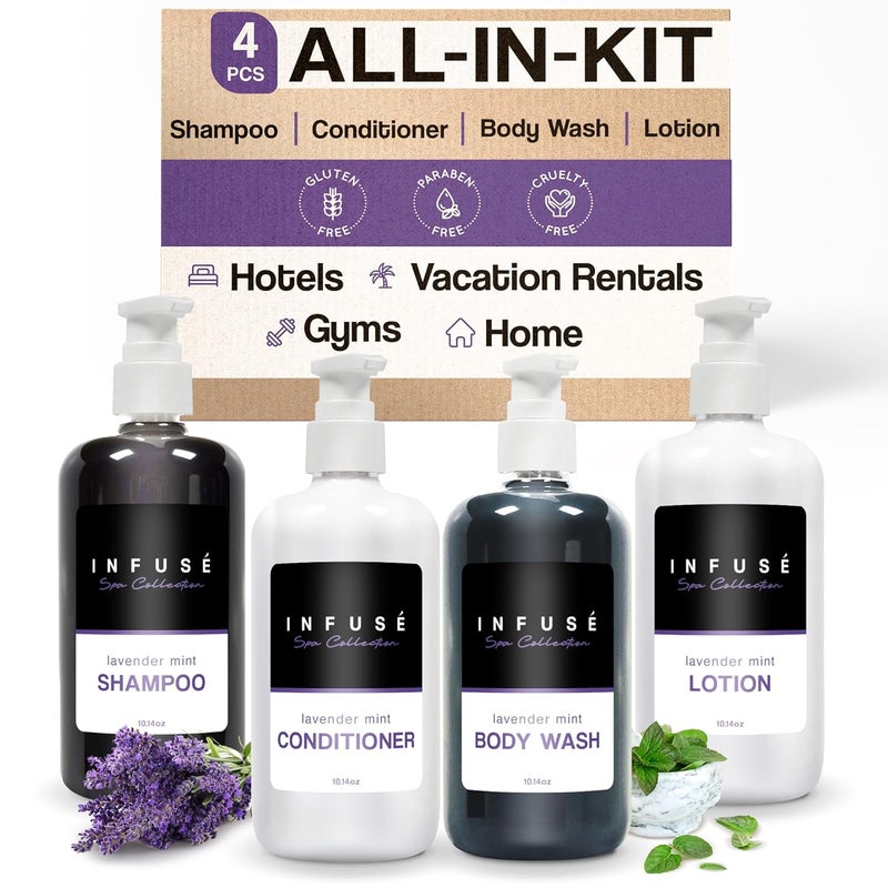 1-Shoppe All-in-Kit 1Shoppe Infuse Lavender Mint Spa Collection Amenities Set  1014 oz Pumps  Shampoo Conditioner HandBody Wash Lotion