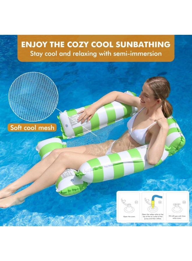 Inflatable Pool Float Chair Lounge for Adults & Kids – 4-in-1 Hammock Style Water Float – Stripe Pattern – Comfortable Mesh Support – Summer Pool Party Fun - Image 3