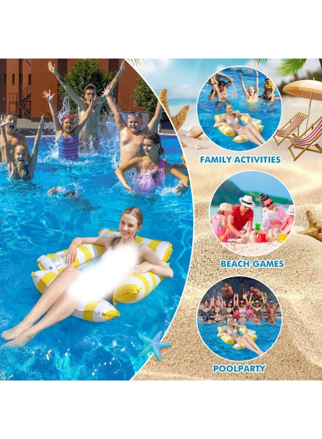 Inflatable Pool Float Chair Lounge for Adults & Kids – 4-in-1 Hammock Style Water Float – Stripe Pattern – Comfortable Mesh Support – Summer Pool Party Fun - Image 2