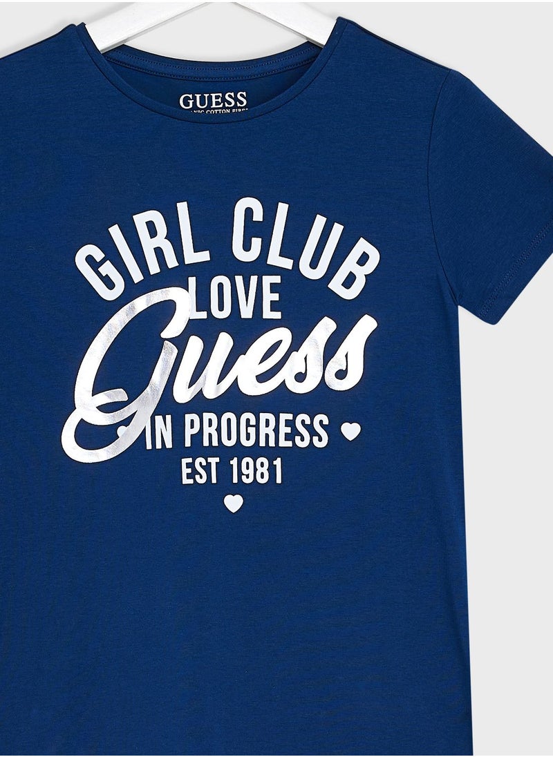 GUESS - Kids Logo Round Neck T-Shirt - Image 1