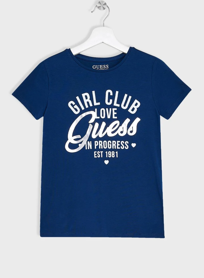GUESS Kids Logo Round Neck T-Shirt