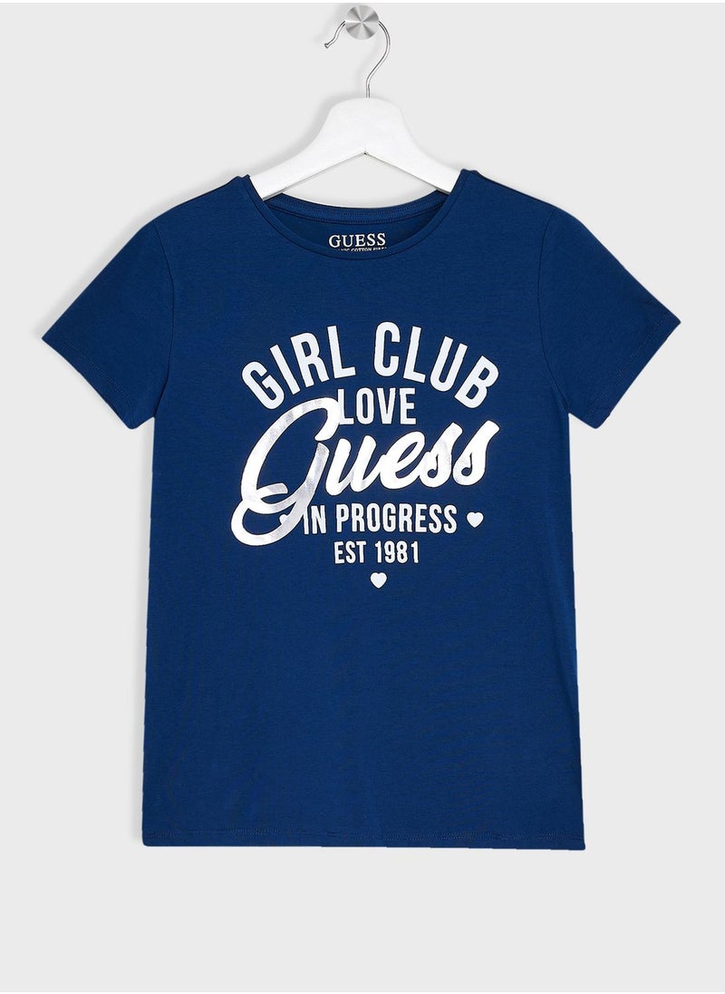 GUESS - Kids Logo Round Neck T-Shirt - Image 1