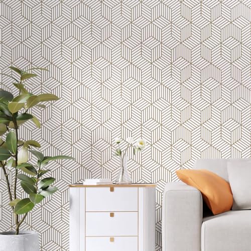 WENMER Geometric Hexagon Peel and Stick Wallpaper - 17.7 Inch x 472 Inch, Removable Self-Adhesive Vinyl Film for Bedroom, Bathroom, Shelf, Cabinet, Drawer - Image 2
