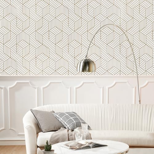 WENMER Geometric Hexagon Peel and Stick Wallpaper - 17.7 Inch x 472 Inch, Removable Self-Adhesive Vinyl Film for Bedroom, Bathroom, Shelf, Cabinet, Drawer - Image 5