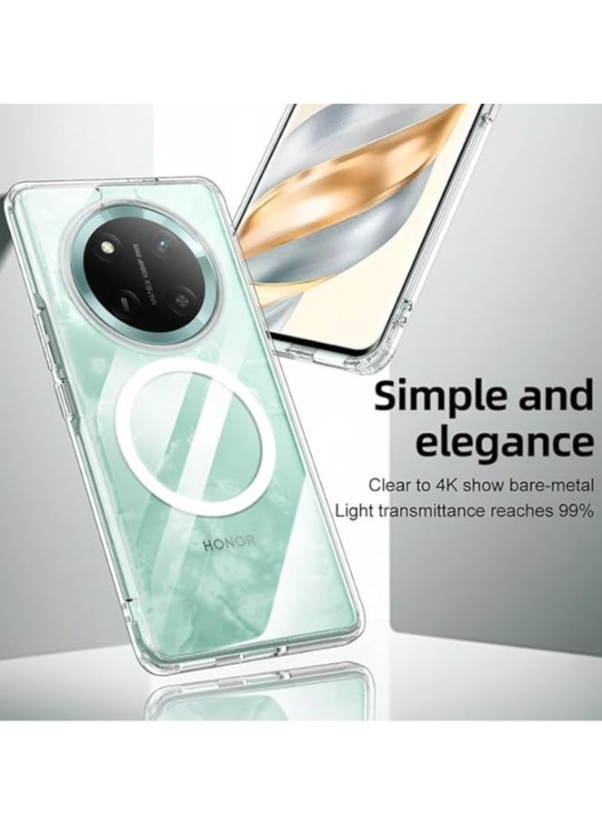Magnetic Case Compatible with Honor X9c 5G/Honor X60 Pro, Matte Frosted u0026 Clear Transparent Case Airbag Anti-drop Hard PC Soft TPU Bumper Shockproof Protective Cover