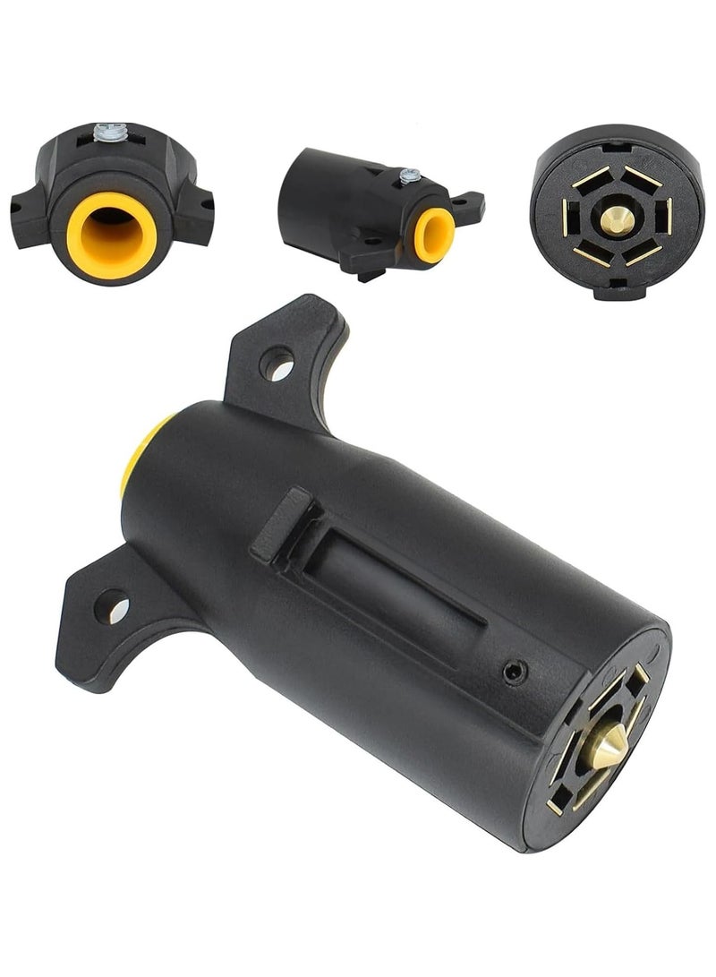Vierex 7 Pin Trailer Socket Connector 12V Trailer Plug, Brass Terminals, Waterproof And Durable Suitable For Tail Lights Brake Lights Trailers Caravans Trucks Rv Boats - Image 1