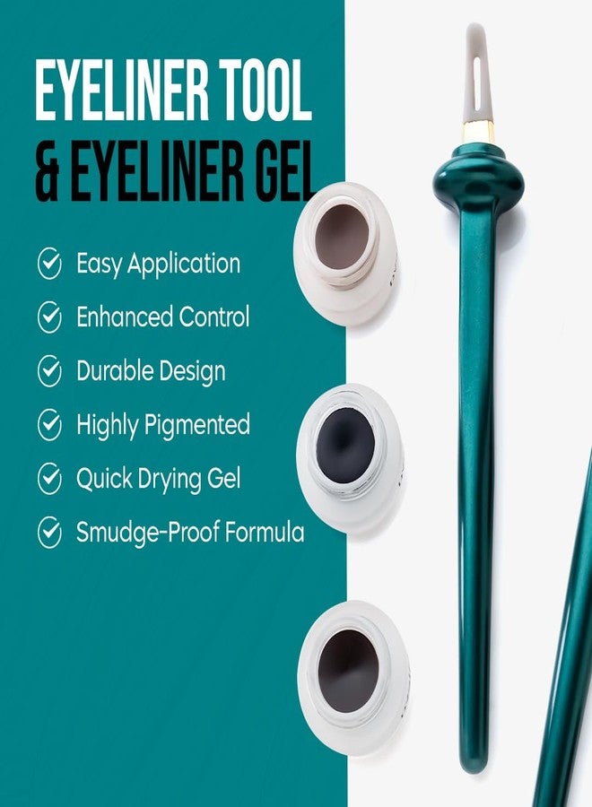 Gleva Silicone Eyeliner Tool + Gel Eyeliner, Waterproof Long Lasting Cream Eyeliner, Smudge-Proof Eye Liner - Image 2