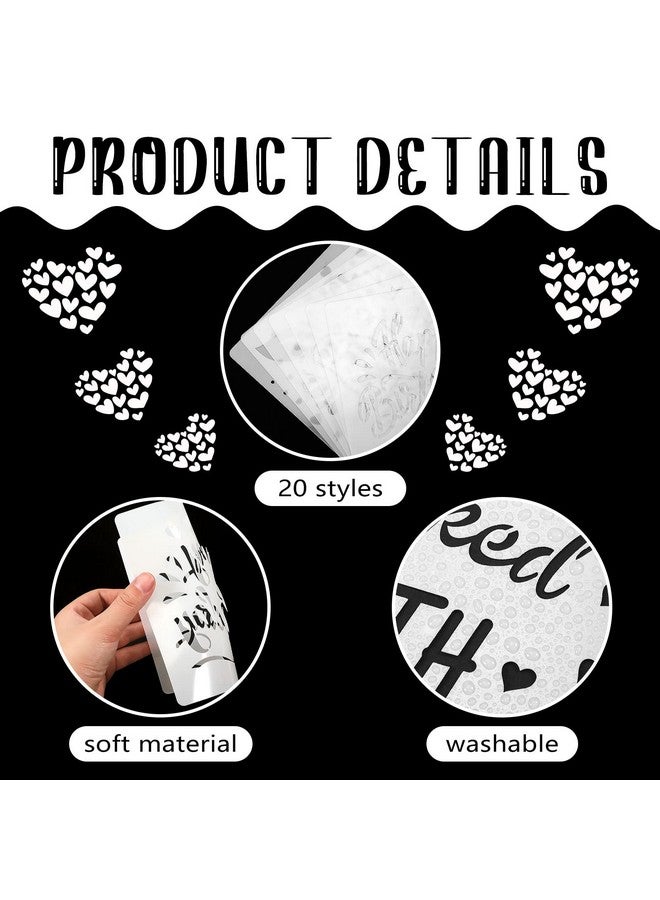 Romooa 20 Pieces Bread Stencils Artisan Bread Stencil Baking Stencil Set Cook Stencil Baking Template Bread, Cake, Pie, or Cookie Stencils Template Mold for Decorating, 20 Styles - Image 3