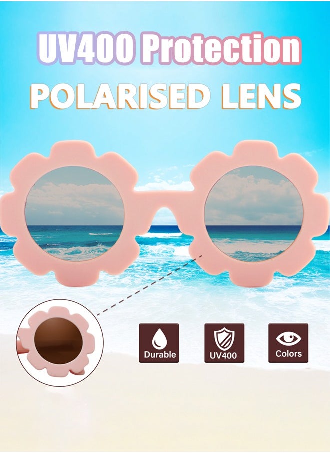 AZorb Polarized Baby Sunglasses with Adjustable Strap Fashion Cute Flower Soft Silicone Frame UV400 Protection for Newborn Infant Kids Girls Boys 0-48 Months White  - Image 2
