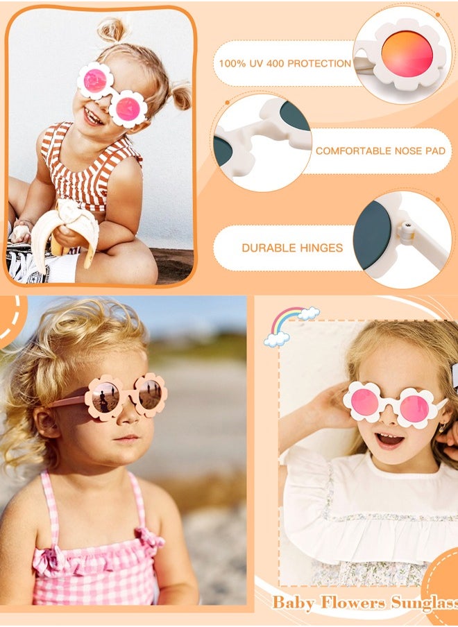AZorb Polarized Baby Sunglasses with Adjustable Strap Fashion Cute Flower Soft Silicone Frame UV400 Protection for Newborn Infant Kids Girls Boys 0-48 Months White  - Image 4