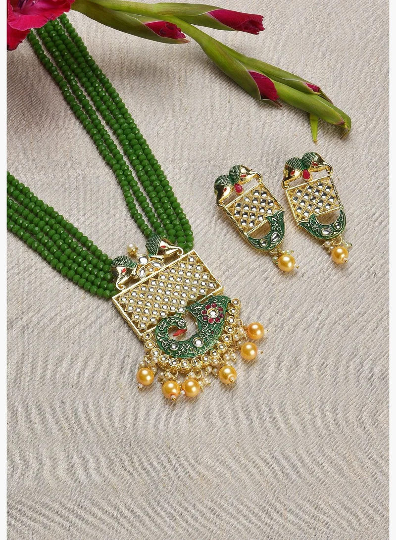 SOHI Kundan Meenakari Gold Plated Necklace Set
