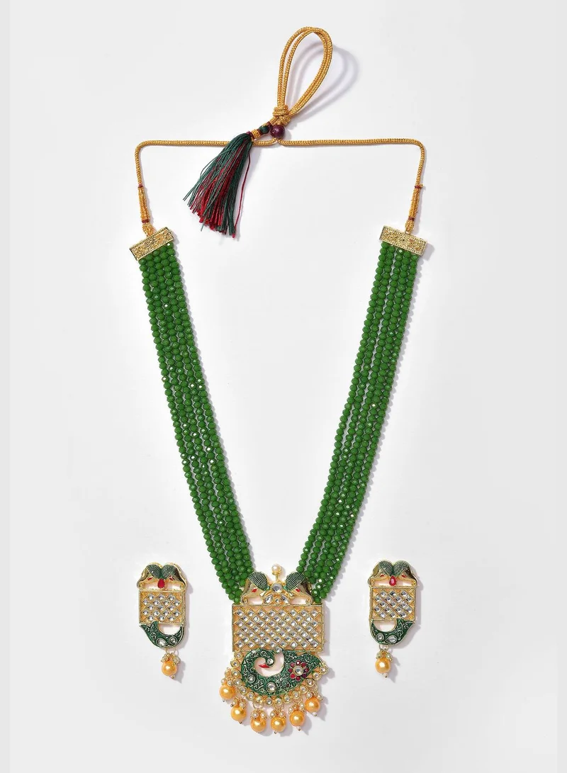 SOHI Kundan Meenakari Gold Plated Necklace Set