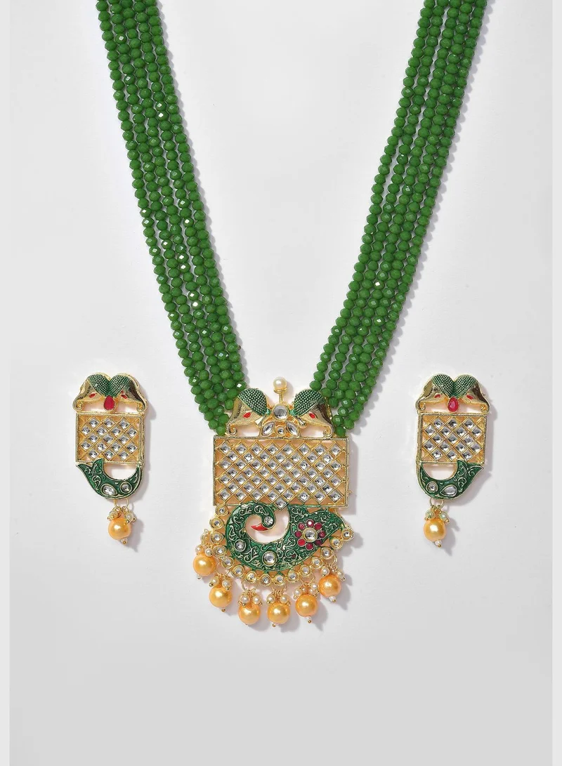 SOHI Kundan Meenakari Gold Plated Necklace Set
