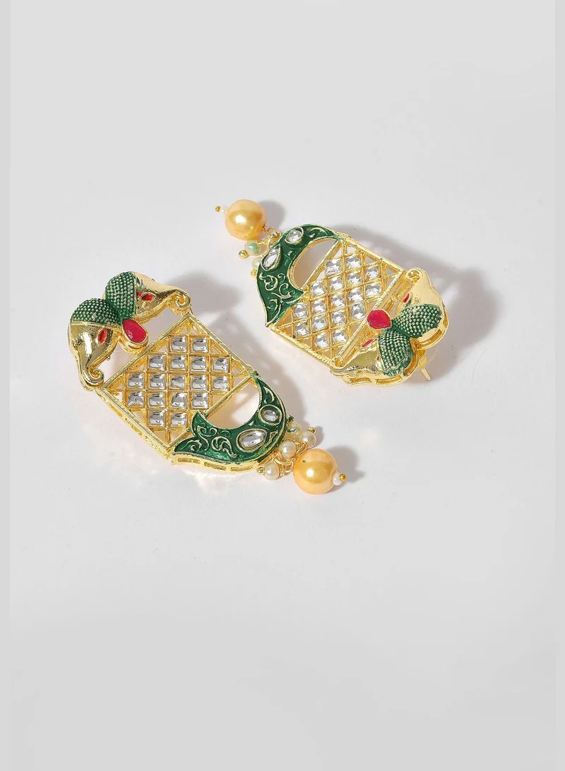 SOHI Kundan Meenakari Gold Plated Necklace Set