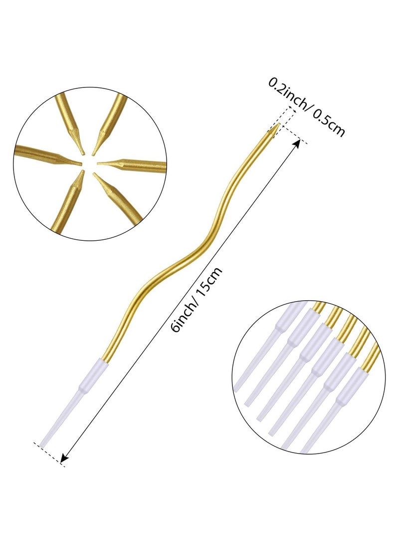 HOME ZONE 12 Twisted Birthday Candles Spiral Cake Candles Metallic Cupcake Cake Candles Thin Long Cake Candles with Holders (Gold) - Image 3