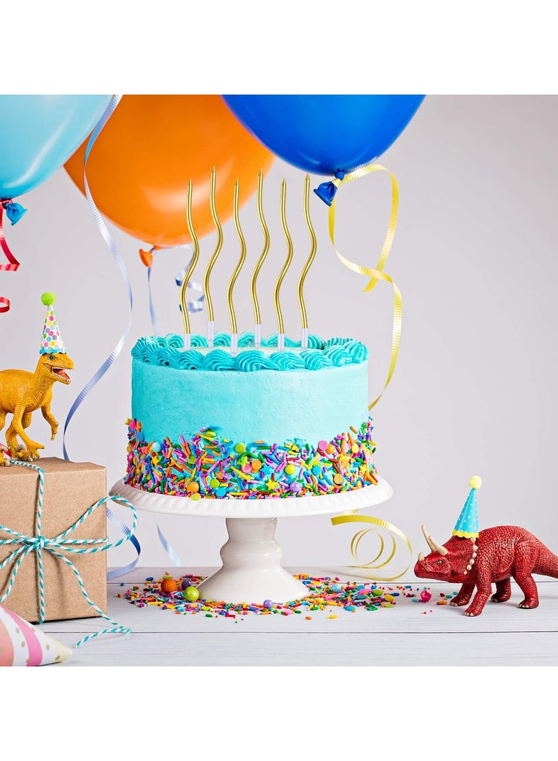 HOME ZONE 12 Twisted Birthday Candles Spiral Cake Candles Metallic Cupcake Cake Candles Thin Long Cake Candles with Holders (Gold) - Image 4