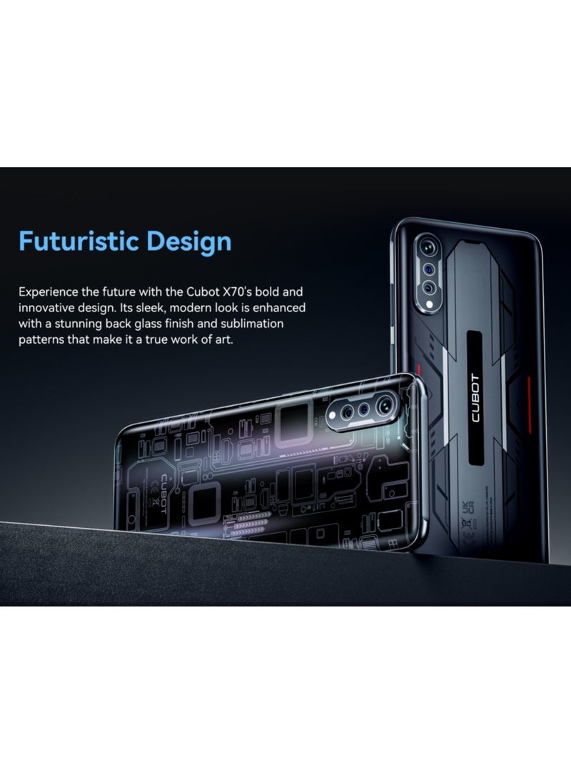 Cubot - X70 Smart Mobile Phone 6.583" 120Hz HD+ Display 12GB + 256GB/1TB Expandable 100MP Camera Octa Core MediaTek Helio G99 Dual SIM 4G Network 5200 mAh Battery Android 13 Finger-scanner Global Connectivity - Image 1