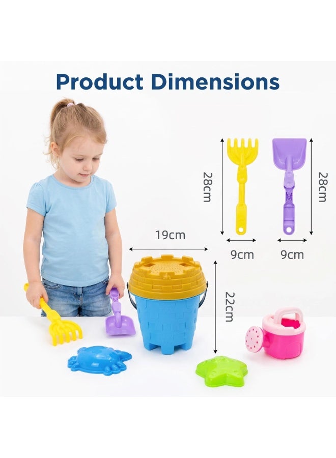 EASY FUTURE Beach Sand Toys Set Castle Bucket Sand Toys Complete Digging Shovel Rake Animal Molds Watering Can Smooth Edge Outdoor Backyard Sandbox Pretend Castle Building Play Kit NO.1902 - Image 2