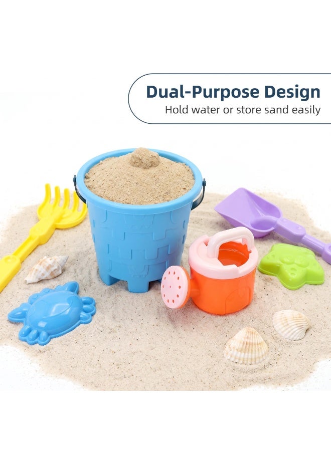 EASY FUTURE Beach Sand Toys Set Castle Bucket Sand Toys Complete Digging Shovel Rake Animal Molds Watering Can Smooth Edge Outdoor Backyard Sandbox Pretend Castle Building Play Kit NO.1902 - Image 4