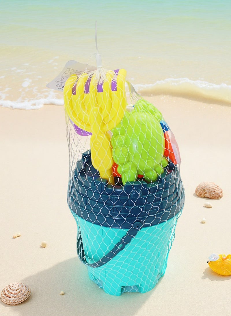 EASY FUTURE Beach Sand Toys Set Castle Bucket Sand Toys Complete Digging Shovel Rake Animal Molds Watering Can Smooth Edge Outdoor Backyard Sandbox Pretend Castle Building Play Kit NO.1902 - Image 1