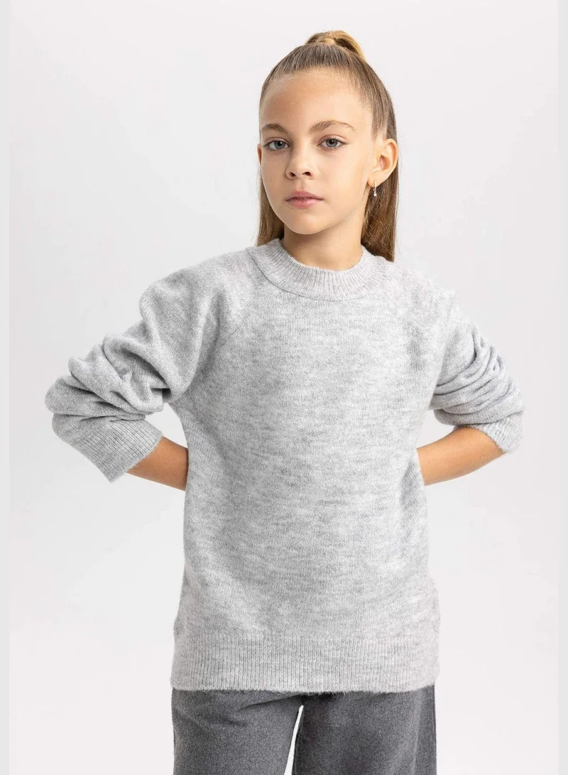 DeFacto Girl Crew Neck Long Sleeve Tricot Pullover