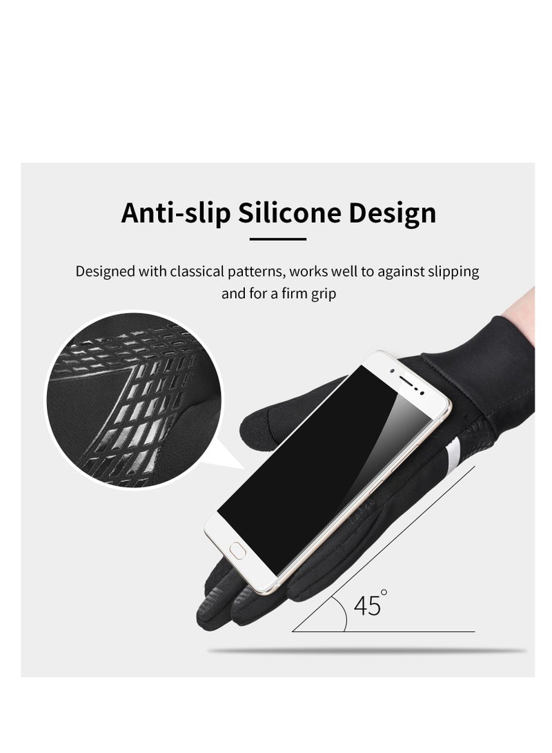 SYOSI قفازات رياضية دافئة للأطفال في الشتاء، قفازات دراجة مضادة للانزلاق تعمل باللمس، كف مضاد للانزلاق وطباعة عاكسة، قفازات متعددة الاستخدامات، للجري والتزلج على الجليد في الجبال للأولاد والبنات من 6-12 سنة - Image 4