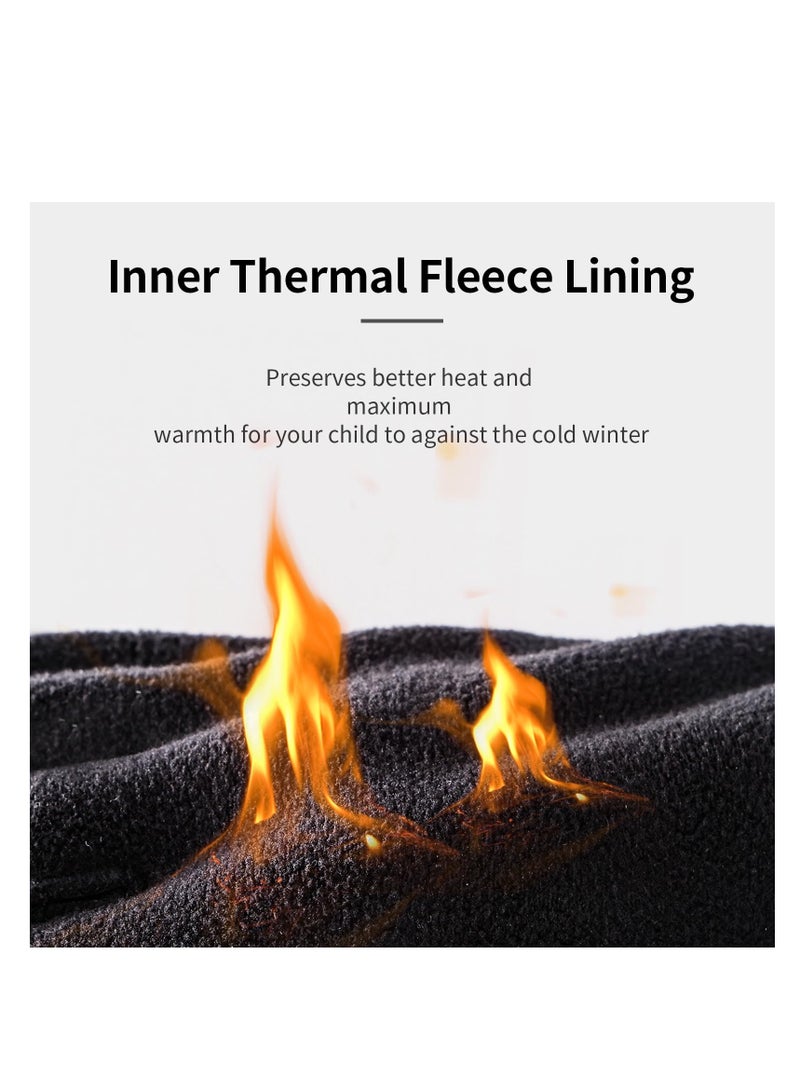 SYOSI قفازات رياضية دافئة للأطفال في الشتاء، قفازات دراجة مضادة للانزلاق تعمل باللمس، كف مضاد للانزلاق وطباعة عاكسة، قفازات متعددة الاستخدامات، للجري والتزلج على الجليد في الجبال للأولاد والبنات من 6-12 سنة - Image 2