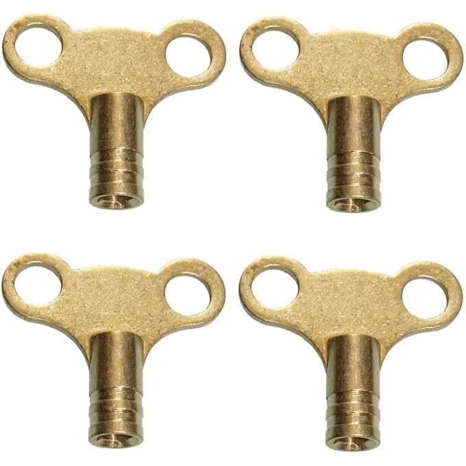 BRASS RADIATOR BLEED KEY RADIATOR AIR VENT VALVE KEYS HEAVY DUTY CLOCK TYPE EASY THUMB TRUN KEYS (BRASS KEY (PACK OF 4)) - Image 1
