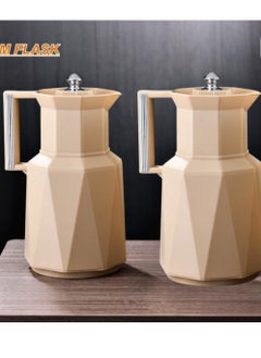 petros Petros2 Piece Thermos Set 1L + 1L  Light Brown/Silver 