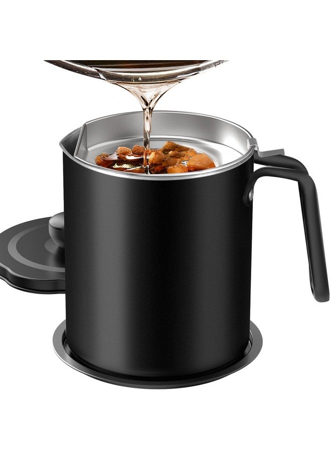 Chihee Chihee Oil Strainer Pot Grease Can 2 L Stainless Steel Oil Storage Can Container with Fine Mesh Strainer Dust-proof lid Non-slip Plate Suitable for Storing Frying Oil and Cooking Grease - Image 1