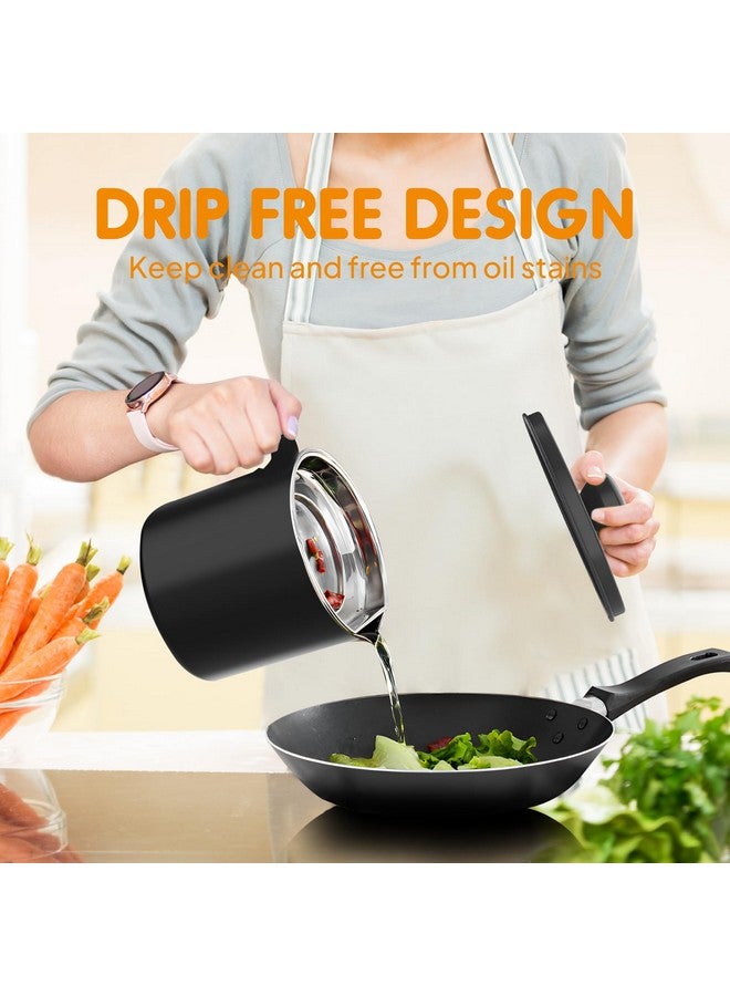 Chihee Chihee Oil Strainer Pot Grease Can 2 L Stainless Steel Oil Storage Can Container with Fine Mesh Strainer Dust-proof lid Non-slip Plate Suitable for Storing Frying Oil and Cooking Grease - Image 5