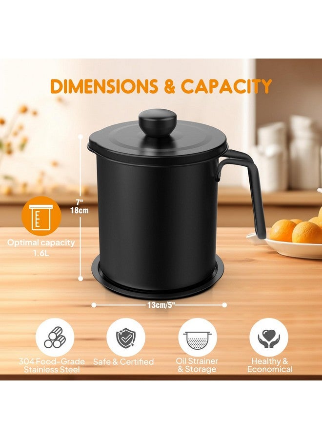 Chihee Chihee Oil Strainer Pot Grease Can 2 L Stainless Steel Oil Storage Can Container with Fine Mesh Strainer Dust-proof lid Non-slip Plate Suitable for Storing Frying Oil and Cooking Grease - Image 4