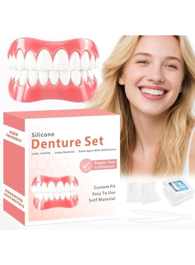 Moldable False Teeth, Dentures for Women and Men, Upper and Lower Silicone Denture Set, Fix Your Smile in Minutes, 1PCS - Image 1