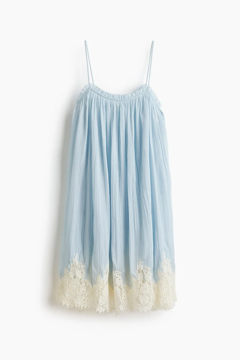 H&M Lace-trimmed chiffon strappy dress