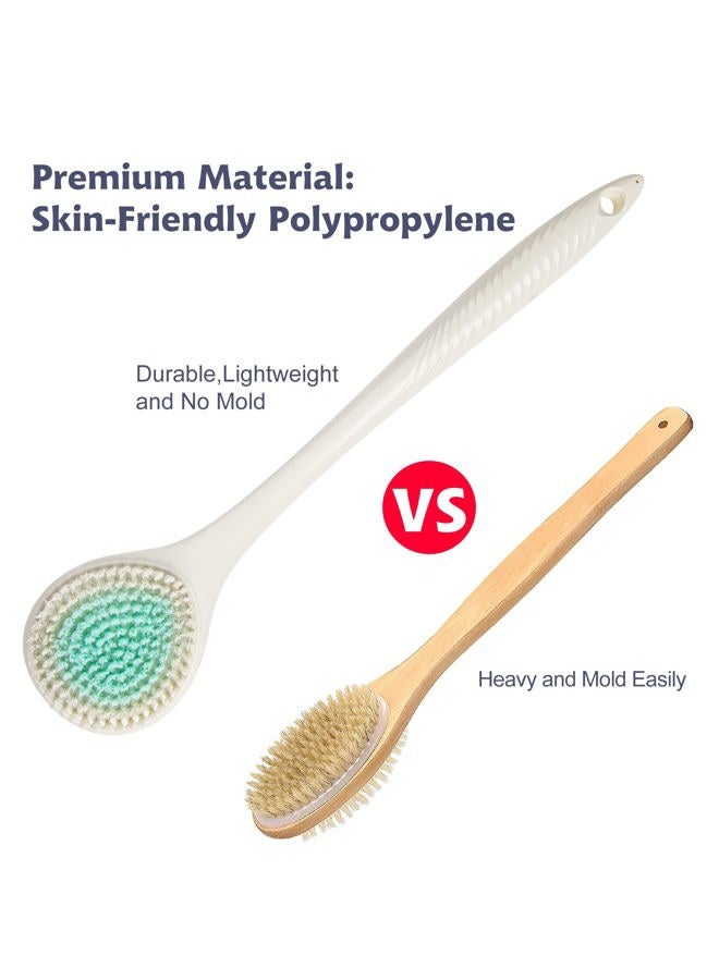 BEDELITE Back Bath Brush Long Handle for Shower - Soft Shower Brush for Men & Women,Back Brush Scrubber(16.4" Long), Skin Exfoliator for Bath Scrubber Body Brush(Ivory) - Image 2