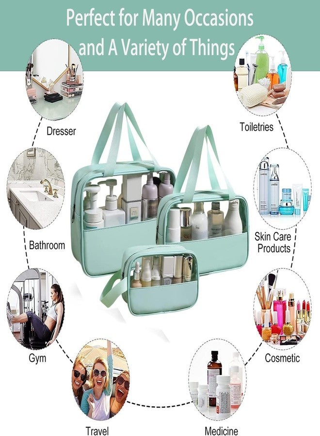 BBRAIMEN 3pcs Transparent Cosmetic Bag Vacation Bag Small Makeup Skin Care Products Case Beach Bag Organizer Pouch Underwear Bag, Hand Case Toiletry Bag Tote Makeup Brush Business Case - Image 2