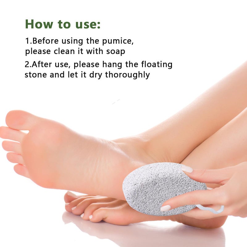 Borogo Natural Foot Pumice Stone for Feet, Borogo 2-Pack Lava Pedicure Tools Hard Skin Callus Remover for Feet and Hands - White - Image 5
