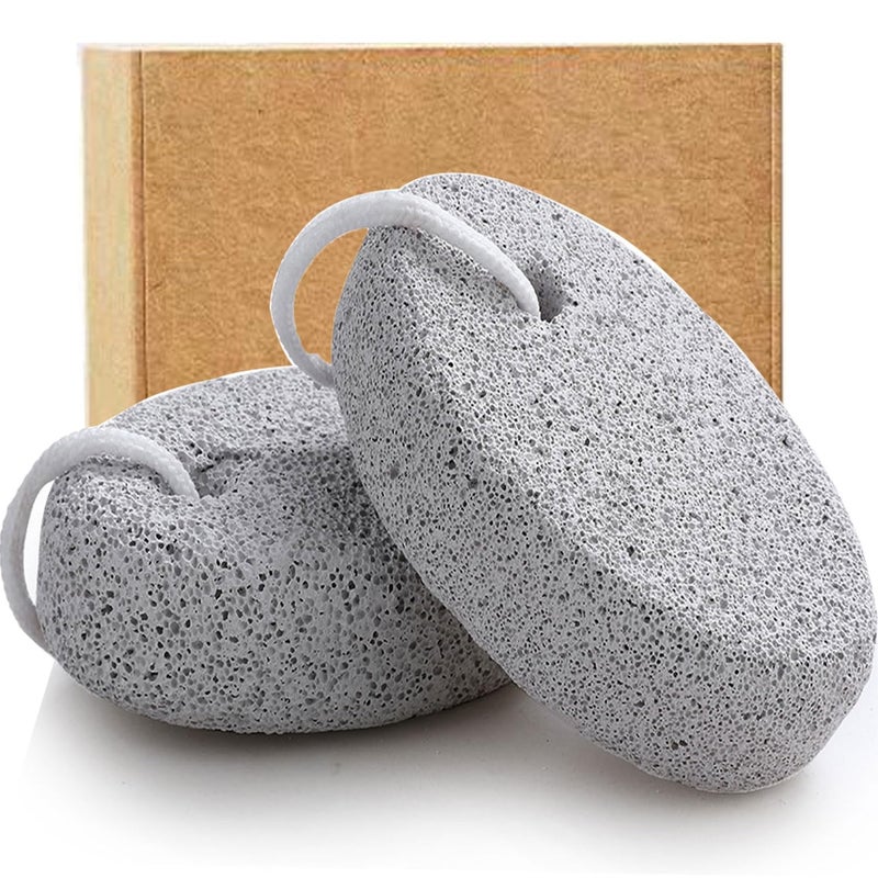 Borogo Natural Foot Pumice Stone for Feet, Borogo 2-Pack Lava Pedicure Tools Hard Skin Callus Remover for Feet and Hands - White - Image 1