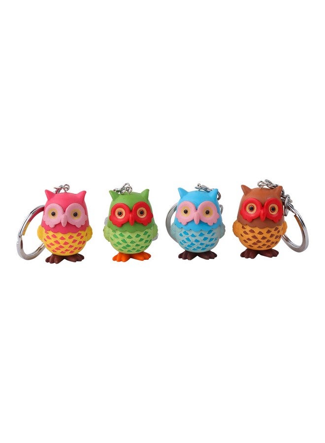 RainSound 3D Owl Figurines Quirky Keychain (Pack of 4) - Image 1
