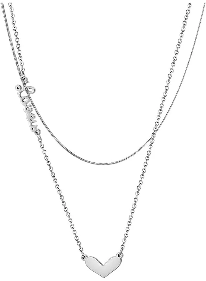 Lee Cooper Women's Stainless Steel Silver Plating Necklace - LC.N.01248.330, No Gemstone