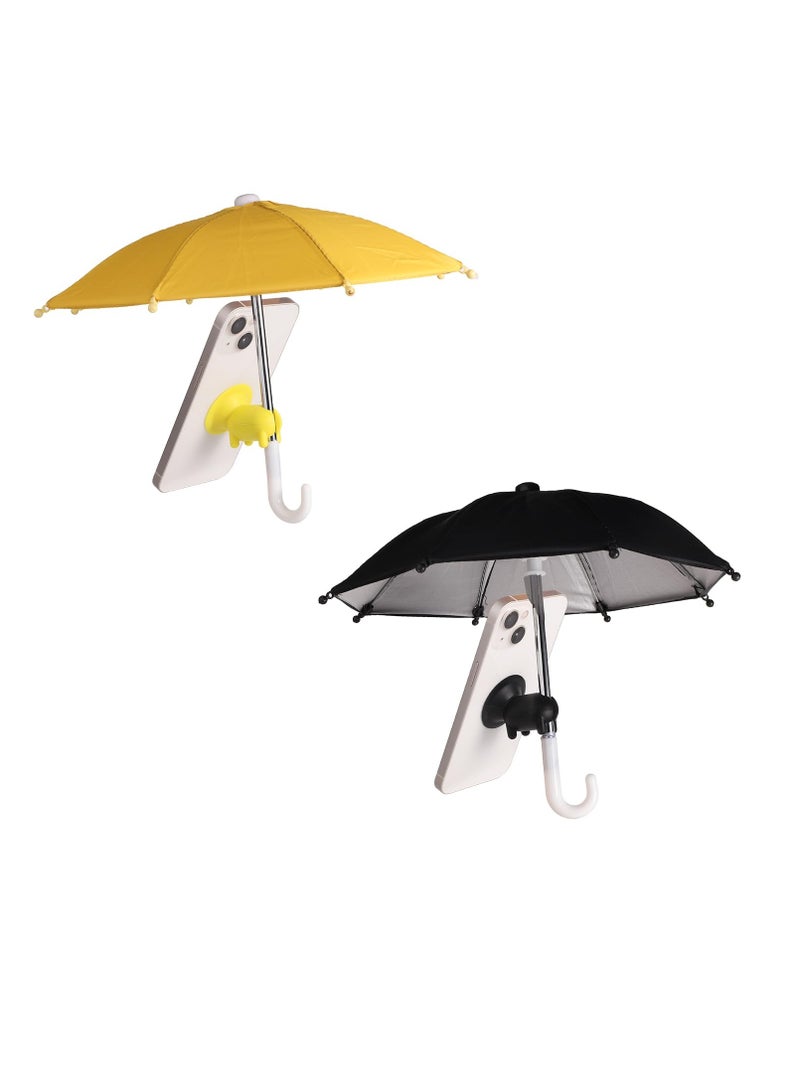 Excefore Phone Umbrella for Sun Suction Cup Stand, 2Pcs Multifunctional Adjustable Cute Phone Shade Umbrella with Suction Cup, Mini Cell Phone Sunshade, Glare Blocking - Image 1