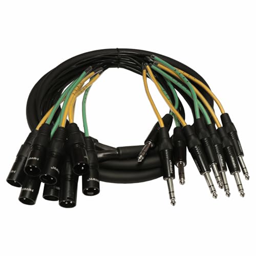 Hawk Total Music Solution Hawk HXT8LU03 XLR-TRS Snake Cable (8 Channels) 3 M Patch Studio, Stage, Live Sound Recording Multicore Cords XLR Male to 6.35mm TRS Male - Image 1