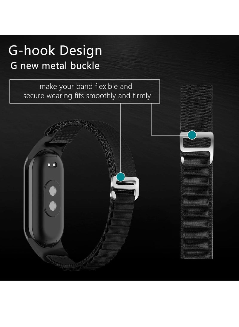 Band For Mi Band 9 Strap/Mi Band 8 Nylon Sport Replacement Strap Bands With Adjustable Closure - Black - Image 2