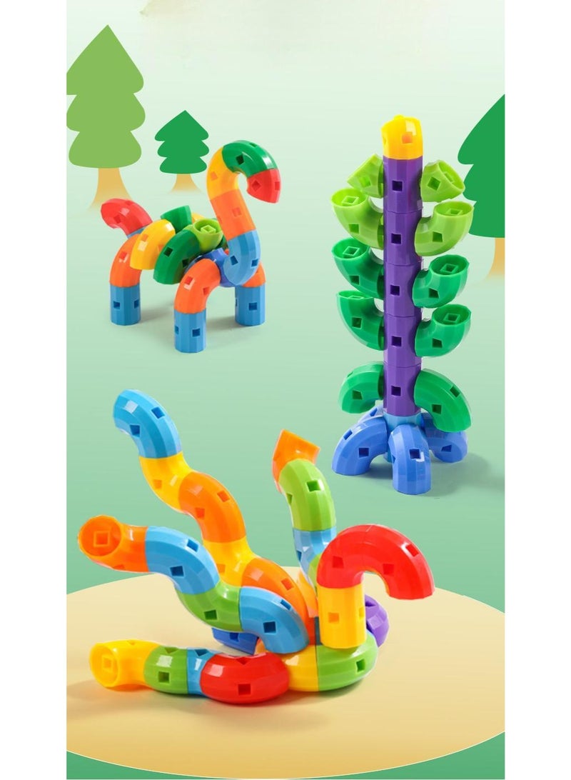 STEM Building Blocks Set with Storage Box (60Pcs),  Learning Toy Tubular Pipes Shape, Build Bicycle, Tank, Scootie, Moter Skills Endless Designs Educational Building Blocks Set for Kid Ages 3+ Multicolor - Image 3