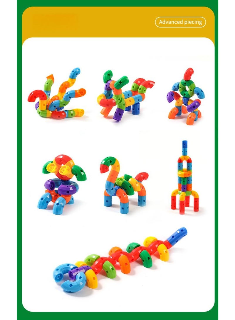 STEM Building Blocks Set with Storage Box (60Pcs),  Learning Toy Tubular Pipes Shape, Build Bicycle, Tank, Scootie, Moter Skills Endless Designs Educational Building Blocks Set for Kid Ages 3+ Multicolor - Image 5