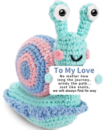 Hoedia Positive Crochet Animal Gifts for Her Him Boy Girl Friend Christmas Home Decorations Emotional Inspirational Support Snail Womens and Mens Present for Valentine Birthday Anniversary - Image 1