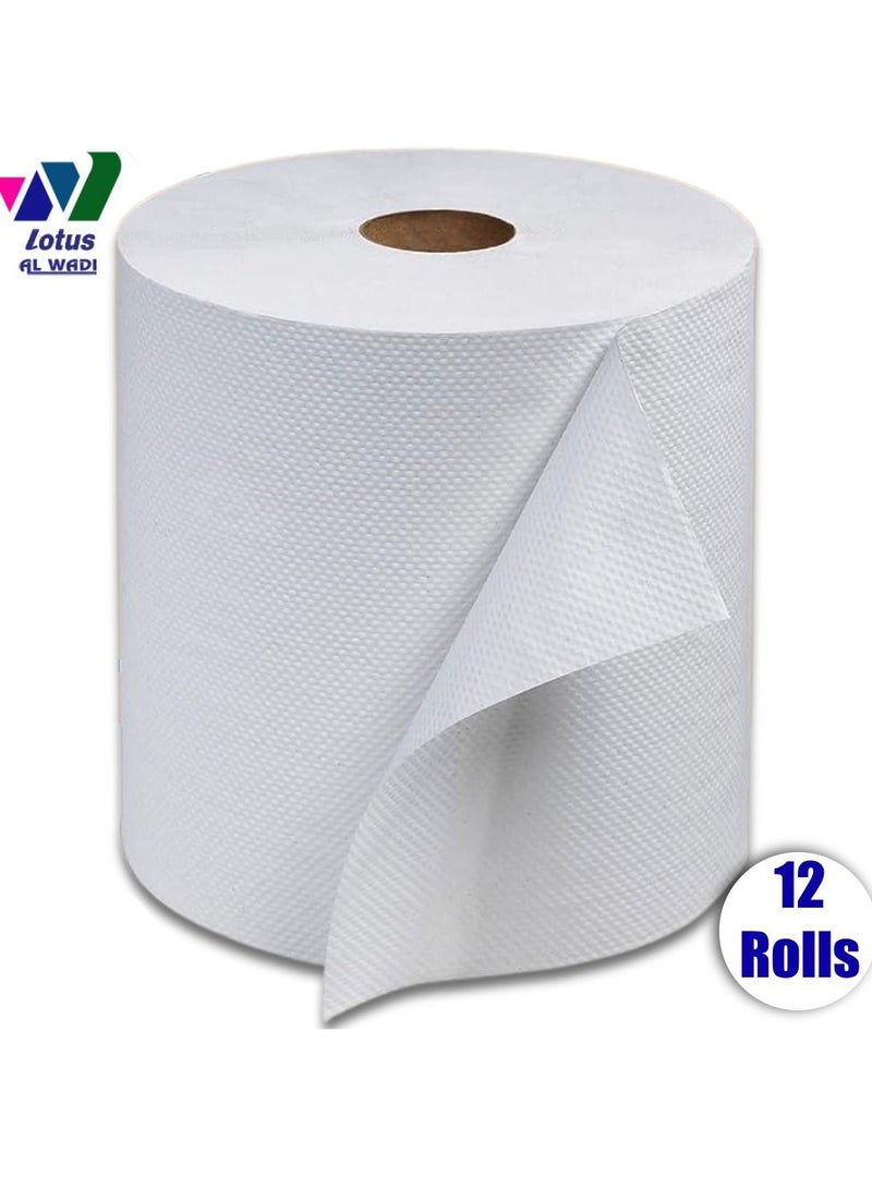 Lotus Alwadi 12 Rolls, 1000 Sheets each, 2 Ply, Multi-Purpose Embossed Maxi Roll, 190 meters, Pure white - lotus Alwadi - Image 5