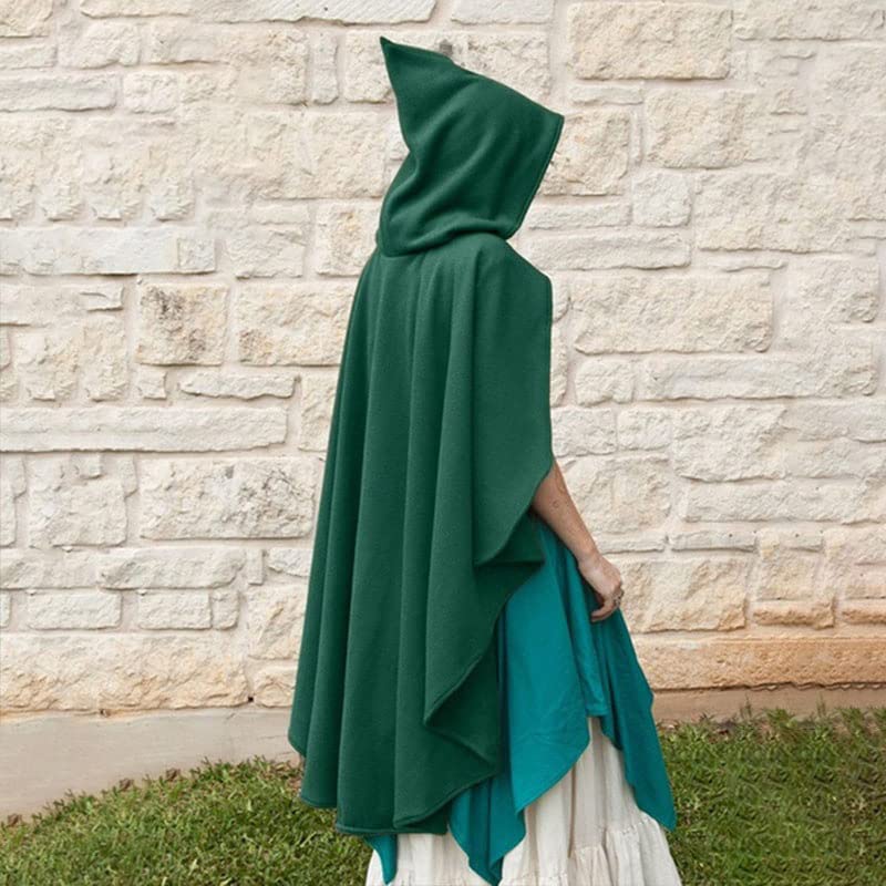 TOONRAIN Women Renaissance Medival Costume Halloween Short Velvet Cape Steampunk Gothic Witches Wizards Hooded Cloak（Green, 35"） - Image 5