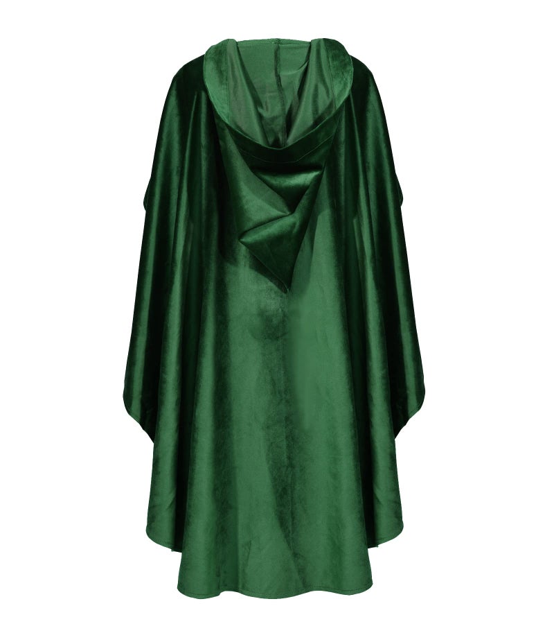 TOONRAIN Women Renaissance Medival Costume Halloween Short Velvet Cape Steampunk Gothic Witches Wizards Hooded Cloak（Green, 35"） - Image 2