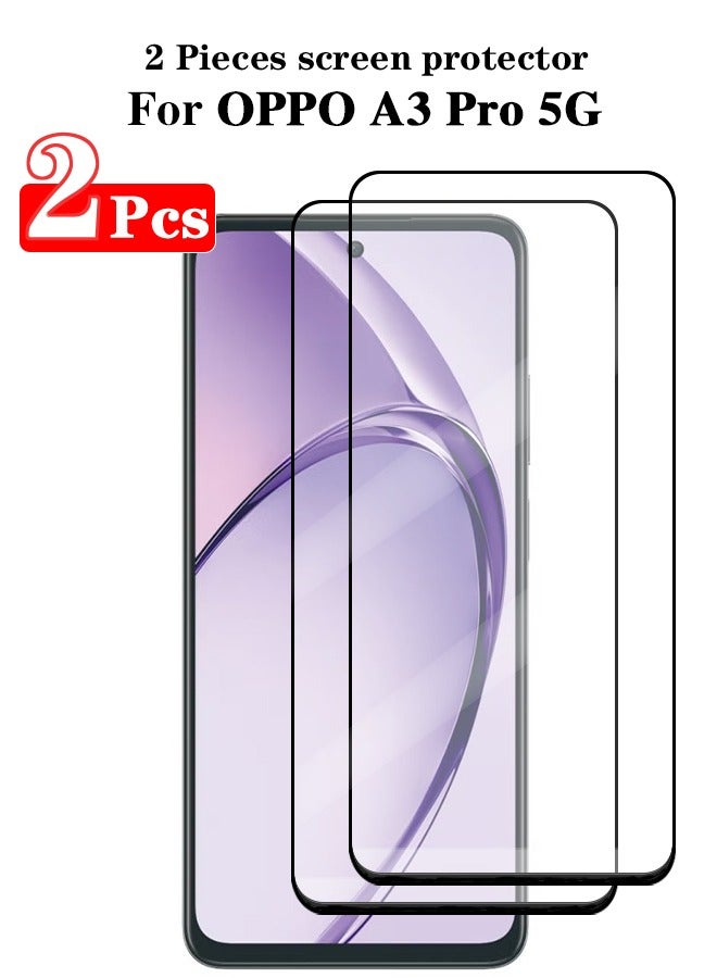 2 Pieces Full Cover Glass Screen Protector For OPPO A3 Pro 5G Black/Clear and Screen Protector Accessories - Image 3